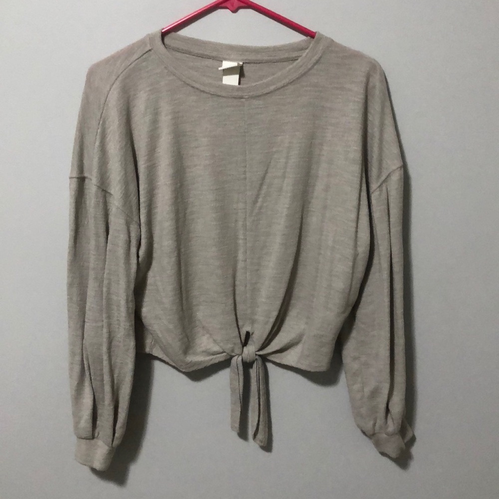 H&M Light Gray Long Sleeve with Tie in Front